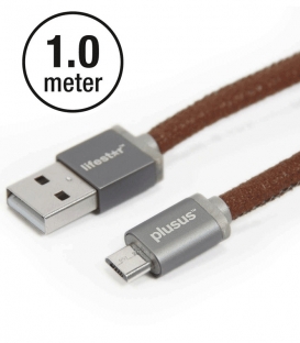 LifeStar. Câble fashion Cuir PU Fuzzy Mocha Micro USB 1 mètre.