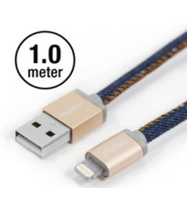 Câble Apple MFI PlusUs Lifestar Denim Blues Lightning 1 mètre