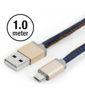 LifeStar. Câble fashion Denim Blues Micro USB 1 mètre.