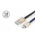 Câble Micro USB PlusUs Lifestar Denim Blues 1 mètre