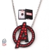 Pendentif Marvel inox noir et rouge et gemme symbole Avengers