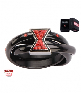 Bague Marvel inox plaqué noir symbole Black Widow taille US 6