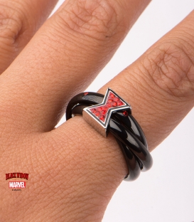 Bague Marvel inox plaqué noir symbole Black Widow taille US 6