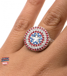 Bague Marvel inox Bouclier Captain et Gemme Taille US 6