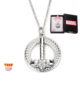 Pendentif Marvel inox et gemme claire marteau de Thor