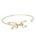 Bracelet Frog with pearl cuff Anna + Nina plaqué or