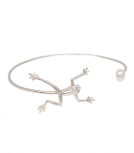 Bracelet Frog with pearl cuff argent Anna + Nina 