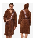 Chewbacca Star Wars Fleece Hooded Robe with Brown Sash over Shoulder to Pocke