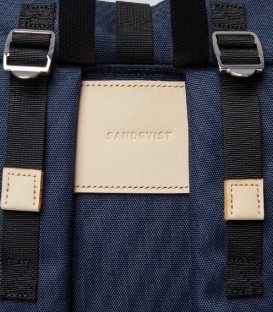 Sandqvist Bernt Navy Backpack with Natural Leather Zoom