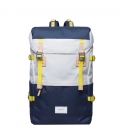 Sandqvist Harald Multi Off White - Bleu Backpack with Natural Leather