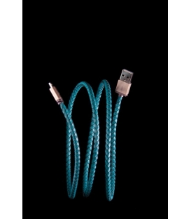 Câble Micro USB PlusUs Lifestar cuir Cross Turquoise 1 mètre