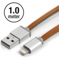 Câble Apple MFI PlusUs Lifestar Cuir Vintage Tan Lightning 1mètre