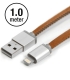 LIFESTAR Apple MFI Cable Leather Vintage Tan Lightning 1m